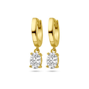klapoorringen zirkonia 1 micron zilver verguld (geel)