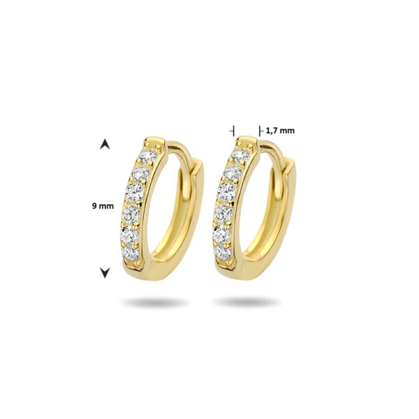 klapoorringen zirkonia 1 micron zilver verguld (geel) - Afbeelding 4