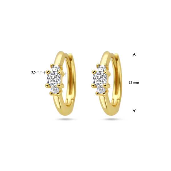 klapoorringen zirkonia 1 micron zilver verguld (geel) - Afbeelding 4