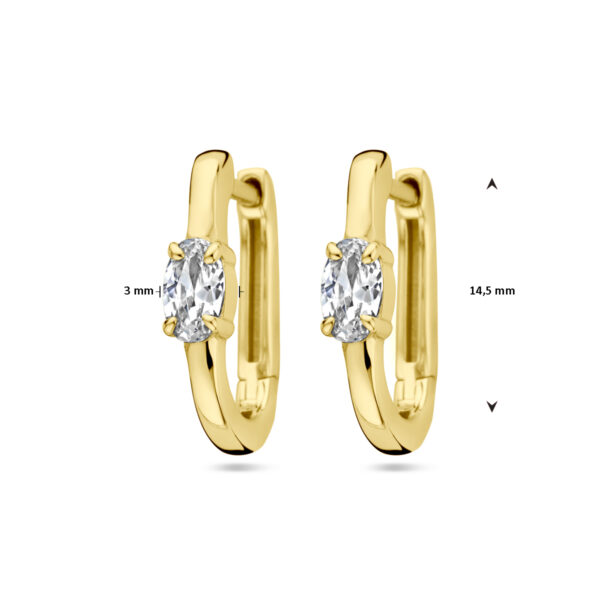 klapoorringen zirkonia 1 micron zilver verguld (geel) - Afbeelding 4