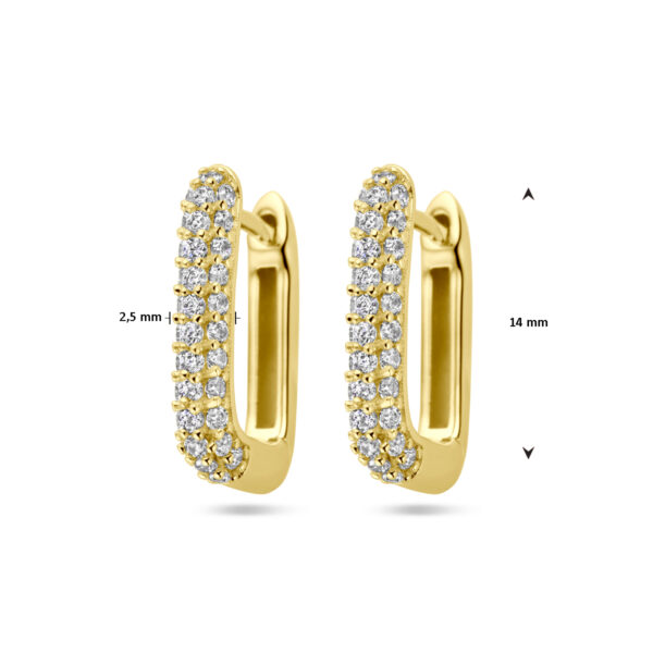 klapoorringen zirkonia 1 micron zilver verguld (geel) - Afbeelding 4