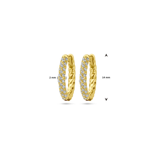 klapoorringen zirkonia 1 micron zilver verguld (geel) - Afbeelding 4