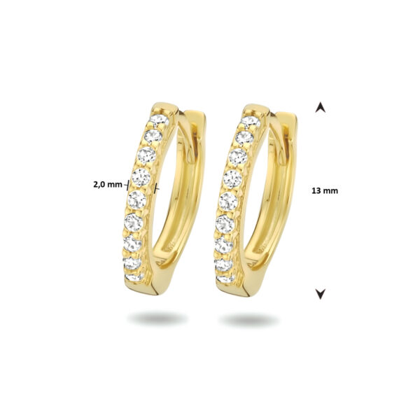 klapoorringen zirkonia 1 micron zilver verguld (geel) - Afbeelding 4