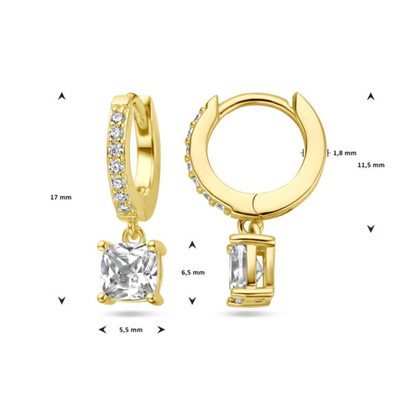 klapoorringen zirkonia 1 micron zilver verguld (geel) - Afbeelding 4