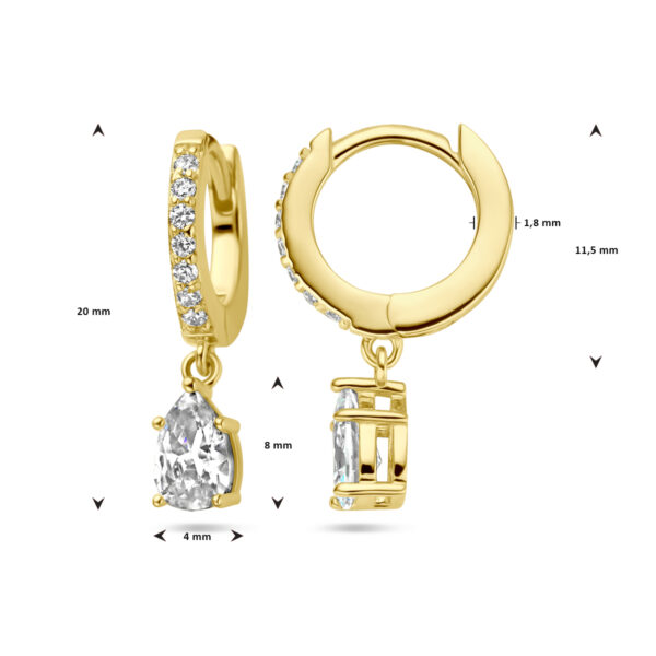 klapoorringen zirkonia 1 micron zilver verguld (geel) - Afbeelding 4