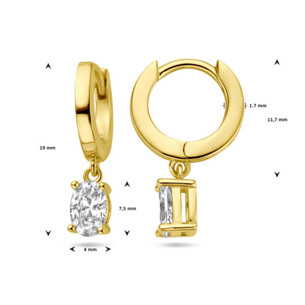 klapoorringen zirkonia 1 micron zilver verguld (geel) - Afbeelding 4