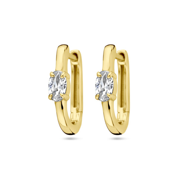 klapoorringen zirkonia 1 micron zilver verguld (geel)