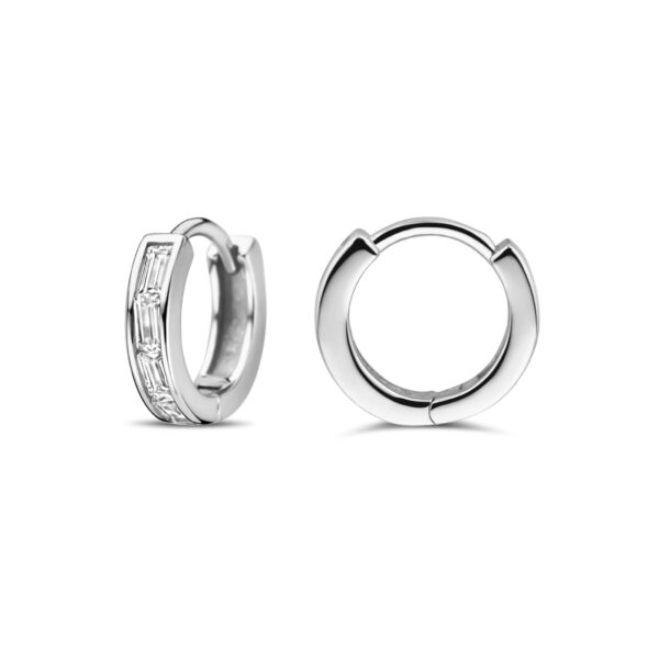 klapoorringen zirkonia 10 mm zilver gerhodineerd - Afbeelding 3