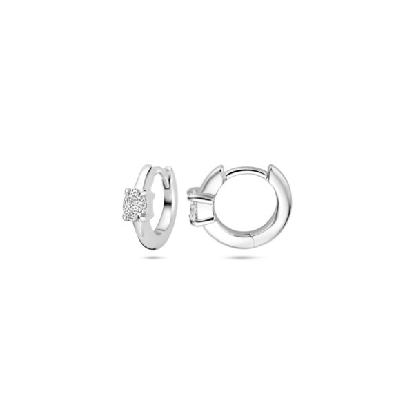 klapoorringen zirkonia 10 mm zilver gerhodineerd - Afbeelding 3