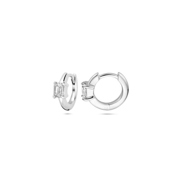 klapoorringen zirkonia 10 mm zilver gerhodineerd - Afbeelding 3