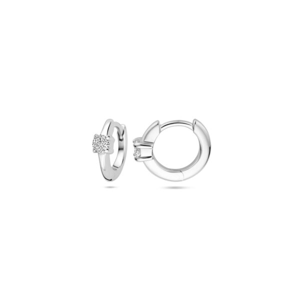 klapoorringen zirkonia 10 mm zilver gerhodineerd - Afbeelding 3
