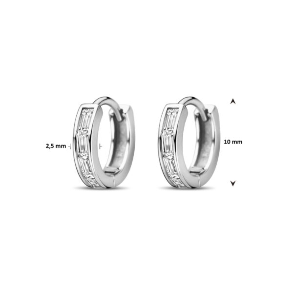 klapoorringen zirkonia 10 mm zilver gerhodineerd - Afbeelding 4