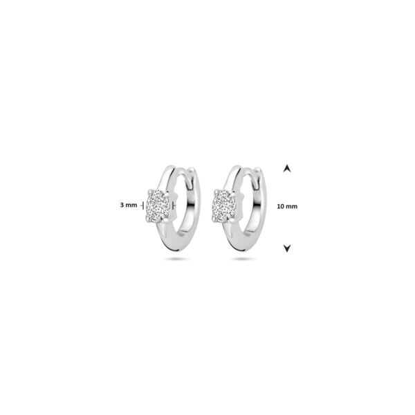 klapoorringen zirkonia 10 mm zilver gerhodineerd - Afbeelding 4