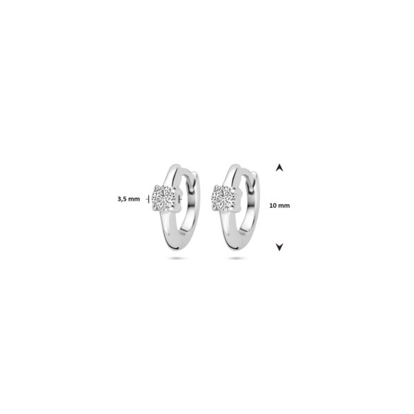 klapoorringen zirkonia 10 mm zilver gerhodineerd - Afbeelding 4