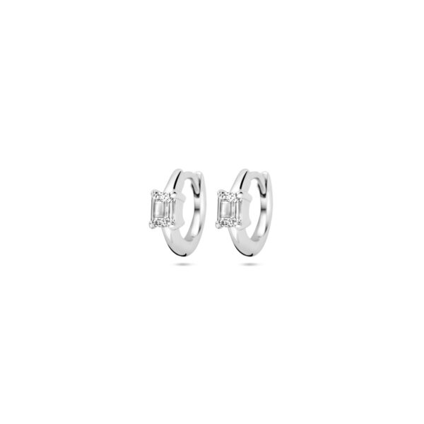 klapoorringen zirkonia 10 mm zilver gerhodineerd