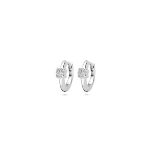 klapoorringen zirkonia 10 mm zilver gerhodineerd