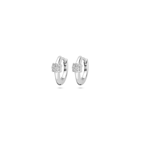 klapoorringen zirkonia 10 mm zilver gerhodineerd