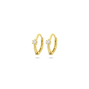 klapoorringen zirkonia 10,5 mm 14K geelgoud