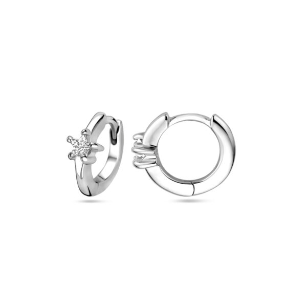 klapoorringen zirkonia 10,5 mm zilver gerhodineerd - Afbeelding 3