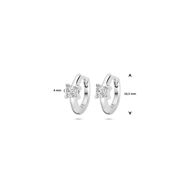 klapoorringen zirkonia 10,5 mm zilver gerhodineerd - Afbeelding 4