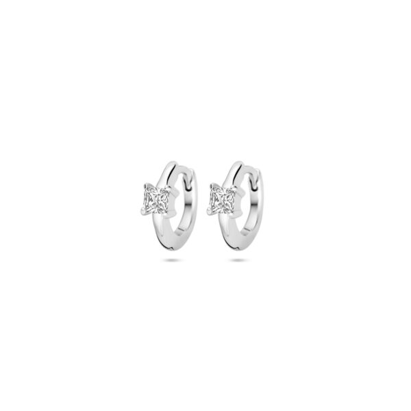 klapoorringen zirkonia 10,5 mm zilver gerhodineerd