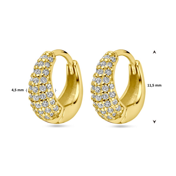 klapoorringen zirkonia 11.5 mm 1 micron zilver verguld (geel) - Afbeelding 4