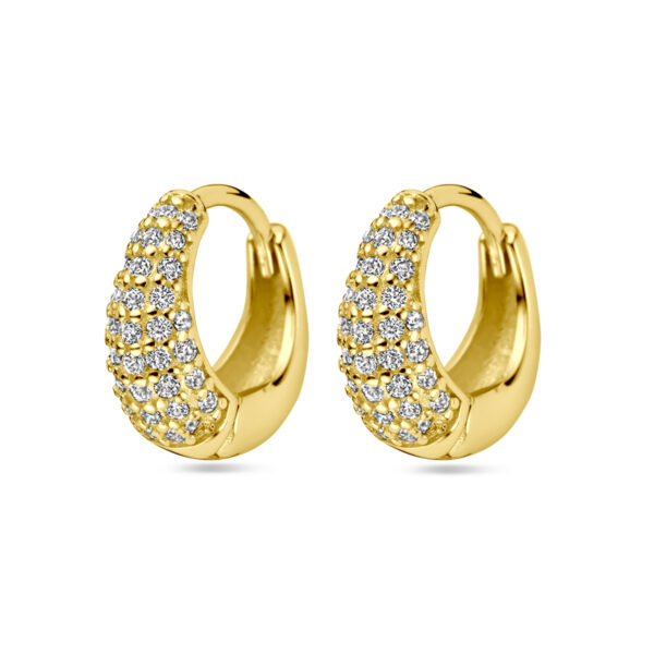 klapoorringen zirkonia 11.5 mm 1 micron zilver verguld (geel)