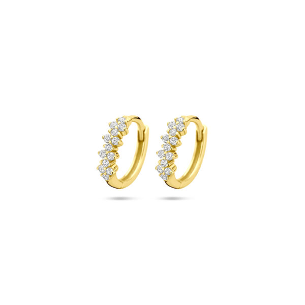 klapoorringen zirkonia 11,5 mm 1 micron zilver verguld (geel)