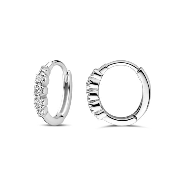 klapoorringen zirkonia 11,5 mm zilver gerhodineerd - Afbeelding 3