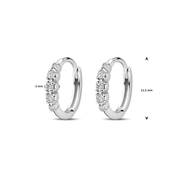 klapoorringen zirkonia 11,5 mm zilver gerhodineerd - Afbeelding 4