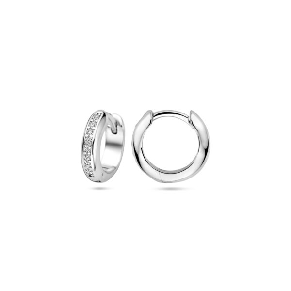 klapoorringen zirkonia 12 mm zilver gerhodineerd - Afbeelding 3