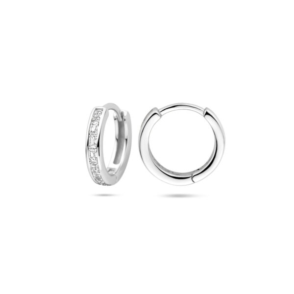 klapoorringen zirkonia 12 mm zilver gerhodineerd - Afbeelding 3