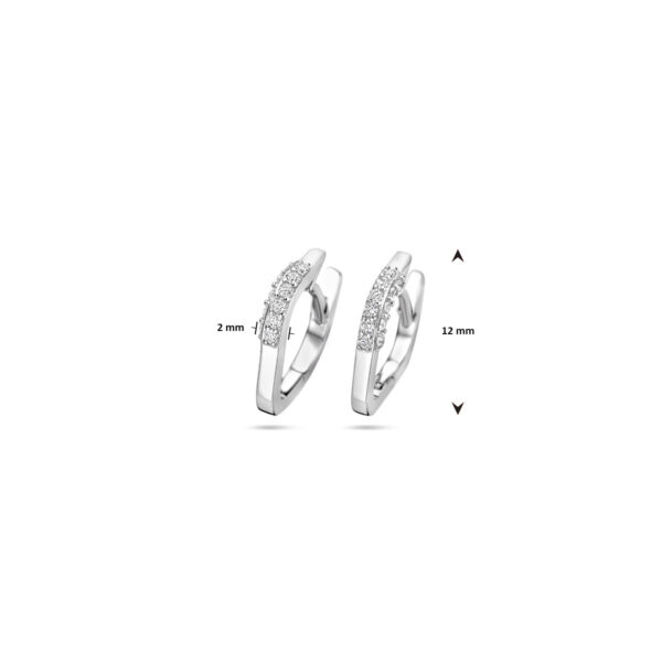klapoorringen zirkonia 12 mm zilver gerhodineerd - Afbeelding 4