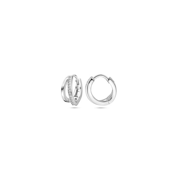 klapoorringen zirkonia 12,5 mm zilver gerhodineerd - Afbeelding 3
