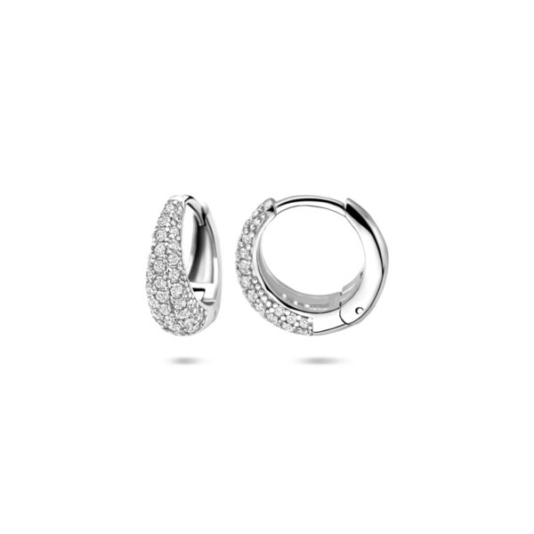 klapoorringen zirkonia 12,5 mm zilver gerhodineerd - Afbeelding 3