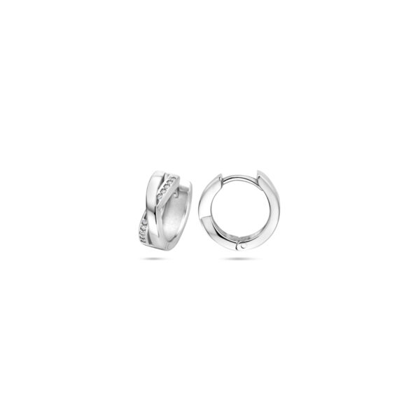 klapoorringen zirkonia 13 mm zilver gerhodineerd - Afbeelding 3