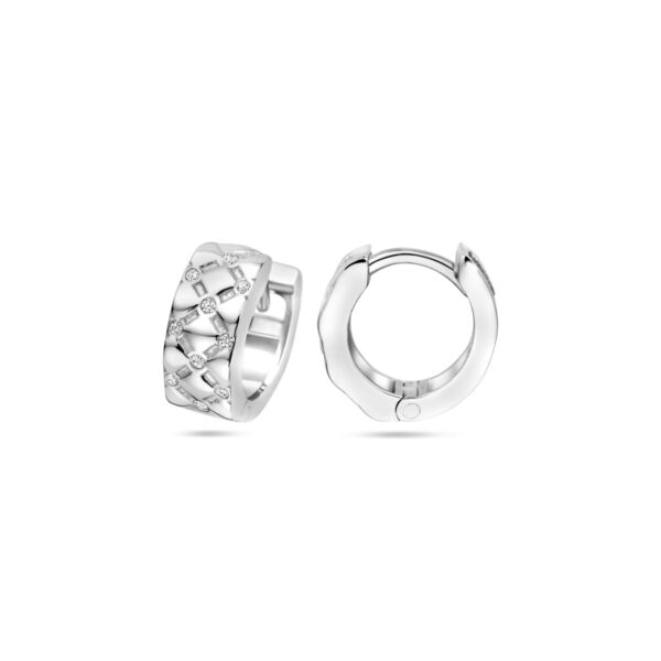 klapoorringen zirkonia 13 mm zilver gerhodineerd - Afbeelding 3
