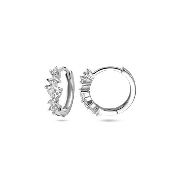 klapoorringen zirkonia 13 mm zilver gerhodineerd - Afbeelding 3