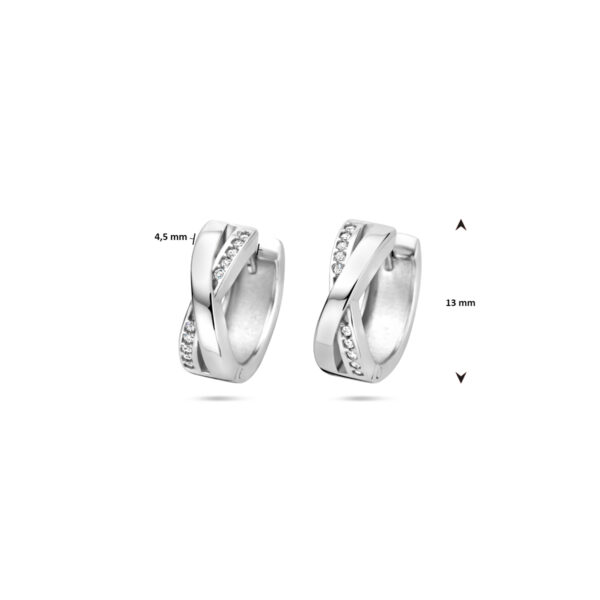 klapoorringen zirkonia 13 mm zilver gerhodineerd - Afbeelding 4