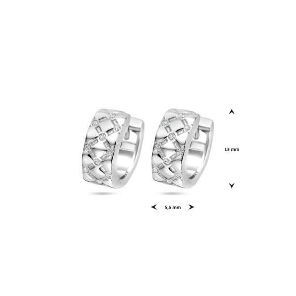 klapoorringen zirkonia 13 mm zilver gerhodineerd - Afbeelding 4