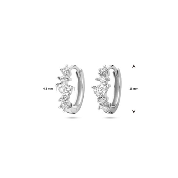 klapoorringen zirkonia 13 mm zilver gerhodineerd - Afbeelding 5