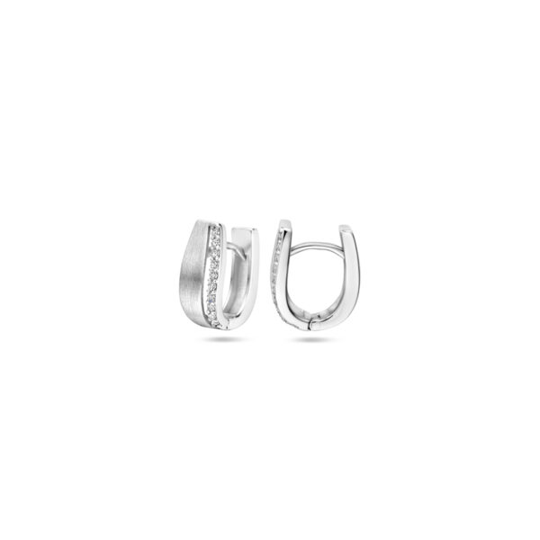 klapoorringen zirkonia 14 mm poli/mat zilver gerhodineerd - Afbeelding 3