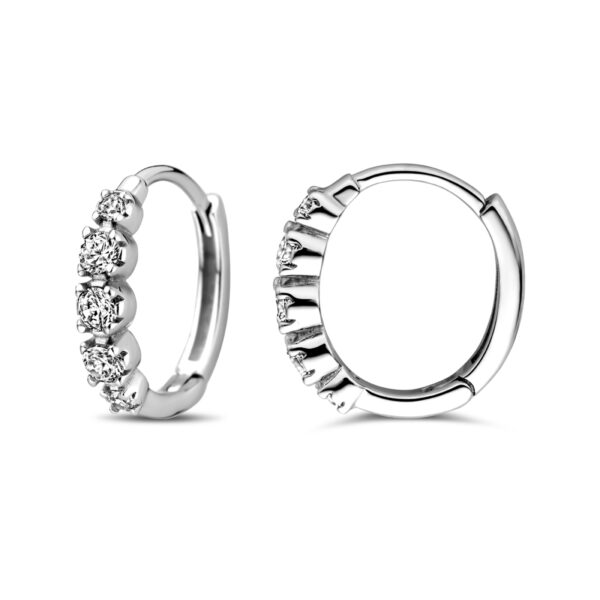 klapoorringen zirkonia 14 mm zilver gerhodineerd - Afbeelding 3