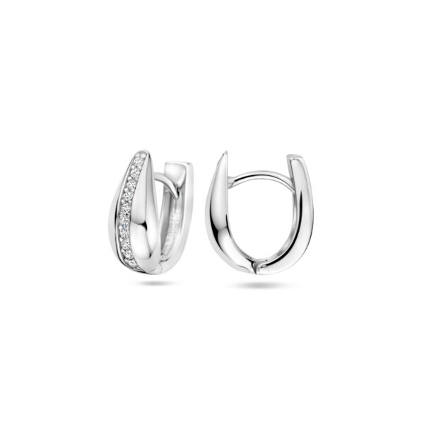 klapoorringen zirkonia 14 mm zilver gerhodineerd - Afbeelding 3