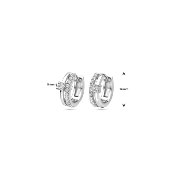 klapoorringen zirkonia 14 mm zilver gerhodineerd - Afbeelding 4