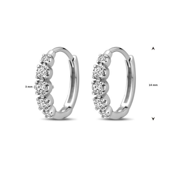 klapoorringen zirkonia 14 mm zilver gerhodineerd - Afbeelding 4