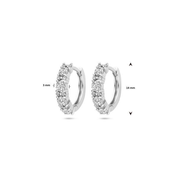 klapoorringen zirkonia 14 mm zilver gerhodineerd - Afbeelding 4