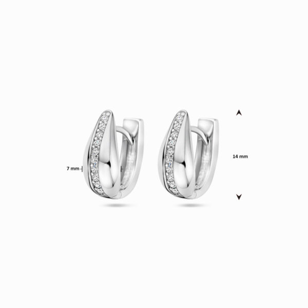 klapoorringen zirkonia 14 mm zilver gerhodineerd - Afbeelding 4