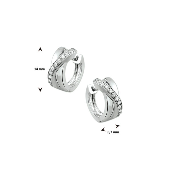 klapoorringen zirkonia 14 mm zilver gerhodineerd - Afbeelding 4