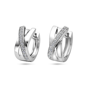 klapoorringen zirkonia 14 mm zilver gerhodineerd